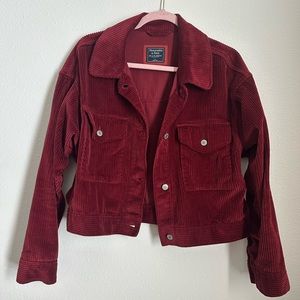 Abercrombie and Fitch Burgundy Corduroy Cropped Jacket